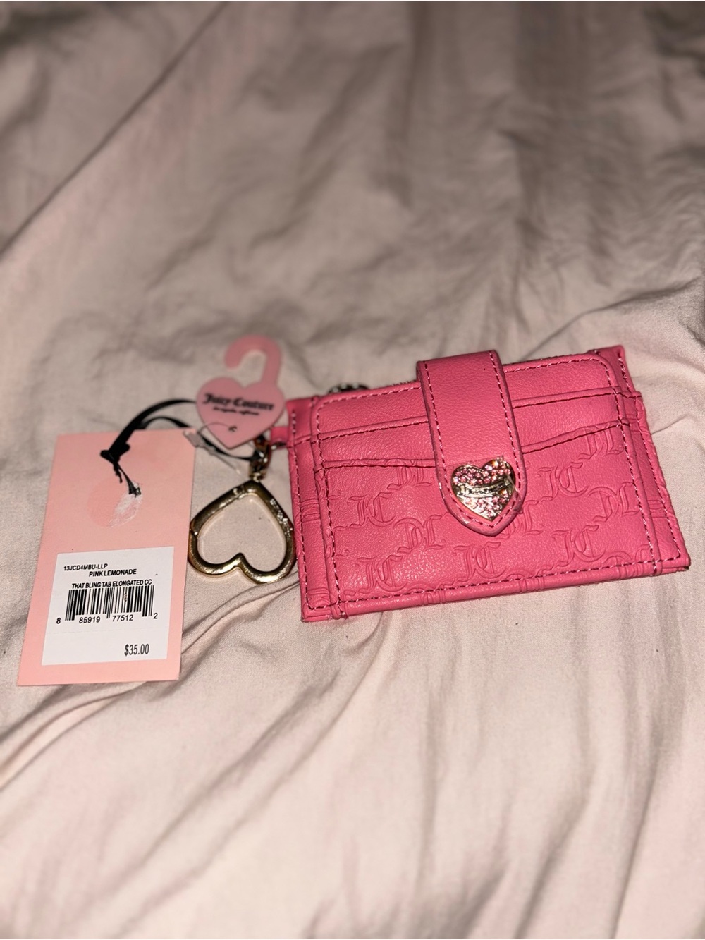 NWT Juicy Couture Pink Lemonade “That Bling” Accent Card Holder Wallet